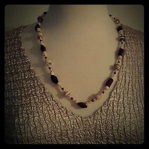 Wood beaded necklace.